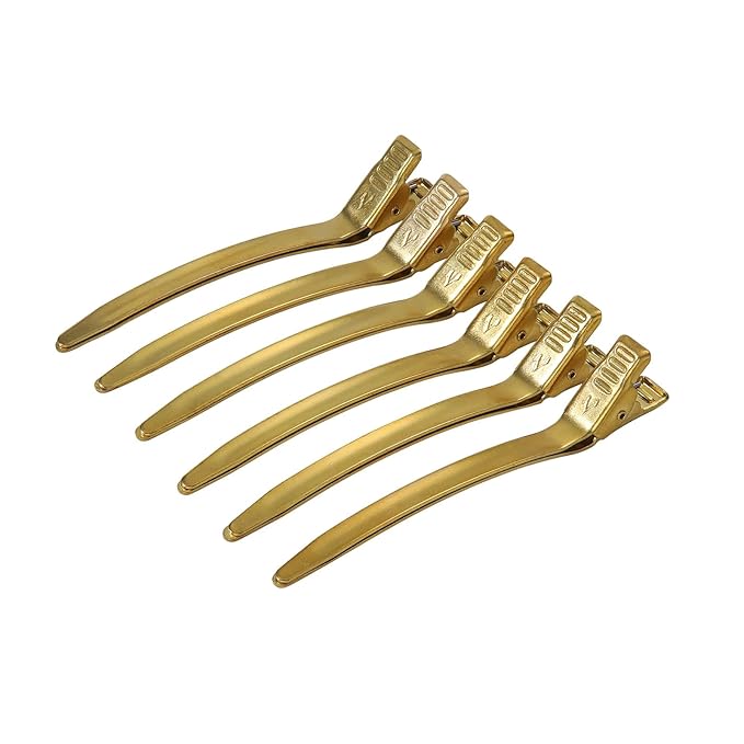 PERFEHAIR 6 Pcs Duckbill Alligator Hair Clips for Women - Metal Sectioning Clips with Strong Grip for Styling, Coloring, Sturdy Duck Bill Clips for Holding Rollers & Setting Curls (Copper)