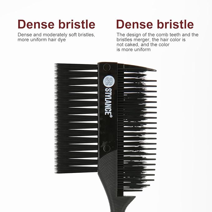 Professional 3 Pieces Hair Dye Brush Comb Set – Dual-Sided Hair Coloring Applicator for Salon Stylists – Tint Brush & Comb for Balayage, Highlights, and Root Touch-Up (Black)