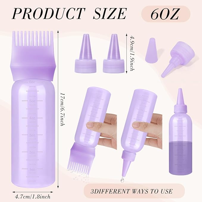 Pimoys Hair Oil Applicator Bottles Dye Brush for Women Scalp, Hair Color Products Things with Root Comb Hair Dye Tools, Purple