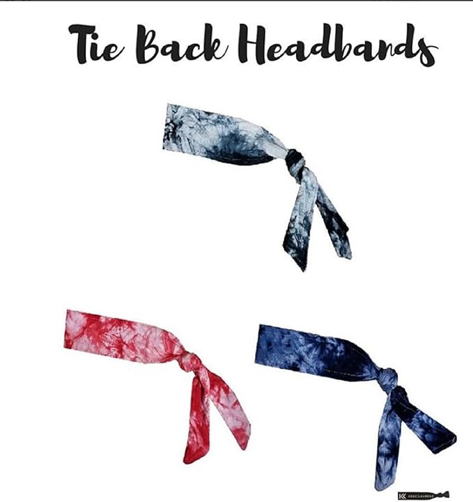 Kenz Laurenz Headbands Tie on Headband for Women Men Running Athletic Hair Head Band Elastic Sports Sweat Basketball Sweatband Stetchy Yoga Workout Sweatbands Adjustable Non-Slip Moisture Wicking