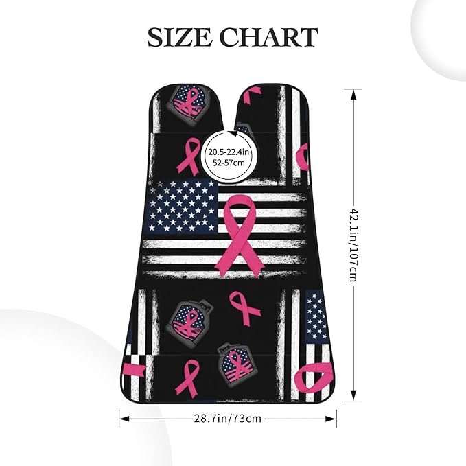 Ultimate Shaving Bib, Beard Trimming Apron with Hair Catcher, Breast Cancer Awareness Ribbon American Flag Black