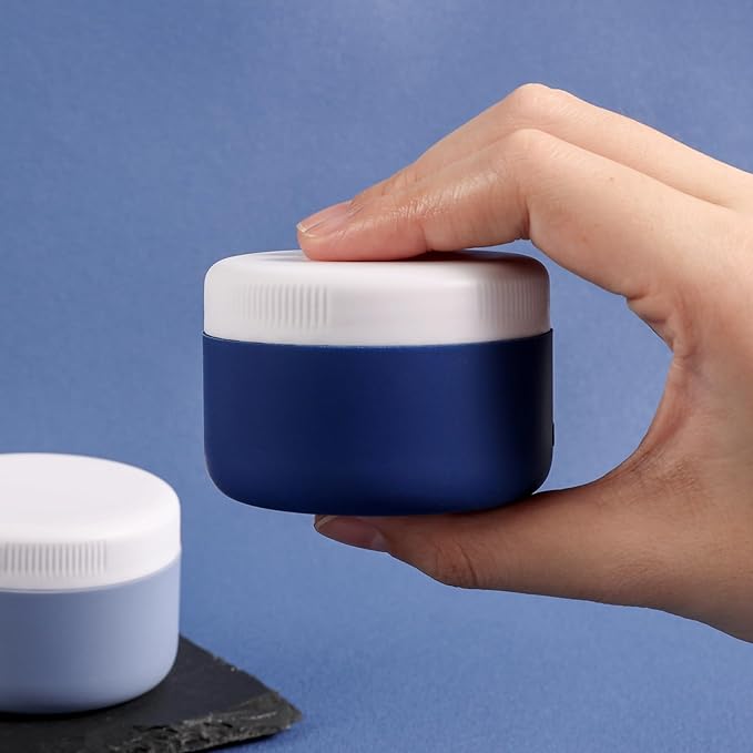 Travel Containers for Toiletries, Silicone Cream Jars BPA-Free, Leak-proof 2oz Travel Size Containers, Portable Size Silicone Jars with Lid for Cosmetic Face Hand Body Cream (4 Pack)