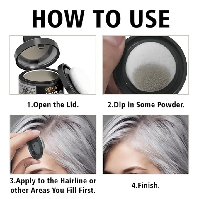Root Cover Up Powder for Women - Light Gray Hairline Powder for Bald Spots, Eyebrows, Beard Line, Light-Blonde Hair Fibers for Thinning Hair Shadow Powder 2 Pack