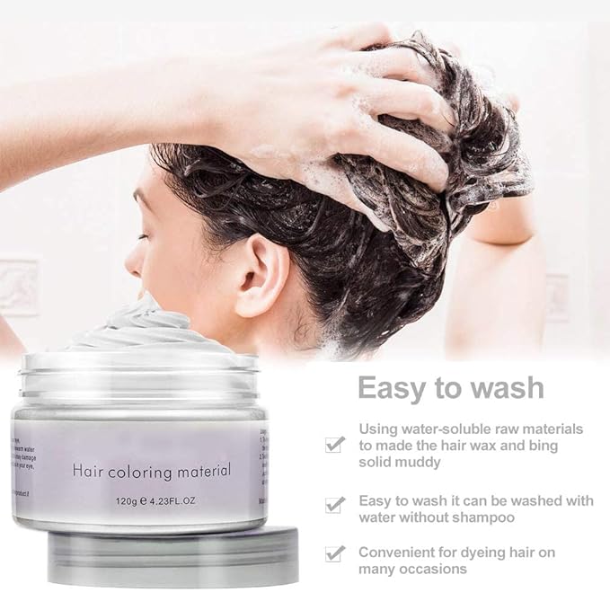 Temporary Hair Color Spray, Natural Hair Coloring Wax Material Disposable Hair Styling Clay Ash for Cosplay, Party, Masquerade, Halloween