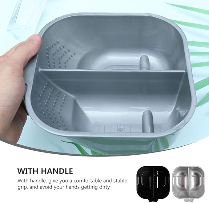 FRCOLOR Double Hair Dye Mixing Bowls with Handle 6.8 Inch Dual Compartment Hair Color Bowls for Salon and Home Use Coloring Tools