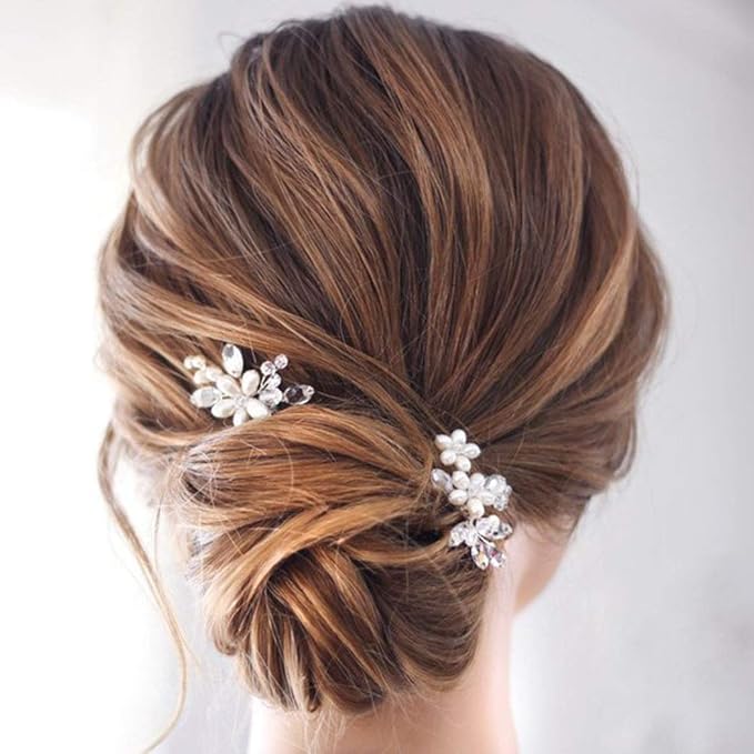 JAKAWIN Pearl Bride Wedding Hair Pins Bridal Hair Piece Accessories Decorative Hair Clips for Women HP065 (Rose Gold)