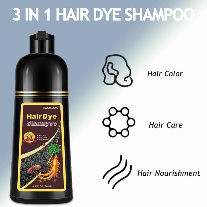 Hair Dye, Hair Dye Shampoo for Women & Men, Color Shampoo Hair Dye 16.11 Fl Oz, Safe and Natural Champu Para Canas (Light Brown)