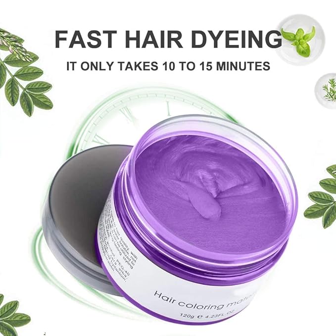 Temporary Hair Color Wax Dye,Hair Color Spray, Natural Hair Coloring Wax Material Disposable Hair Styling Clays Ash for Cosplay,Party,Masquerade, Halloween.etc (Purple, 1 Pack)