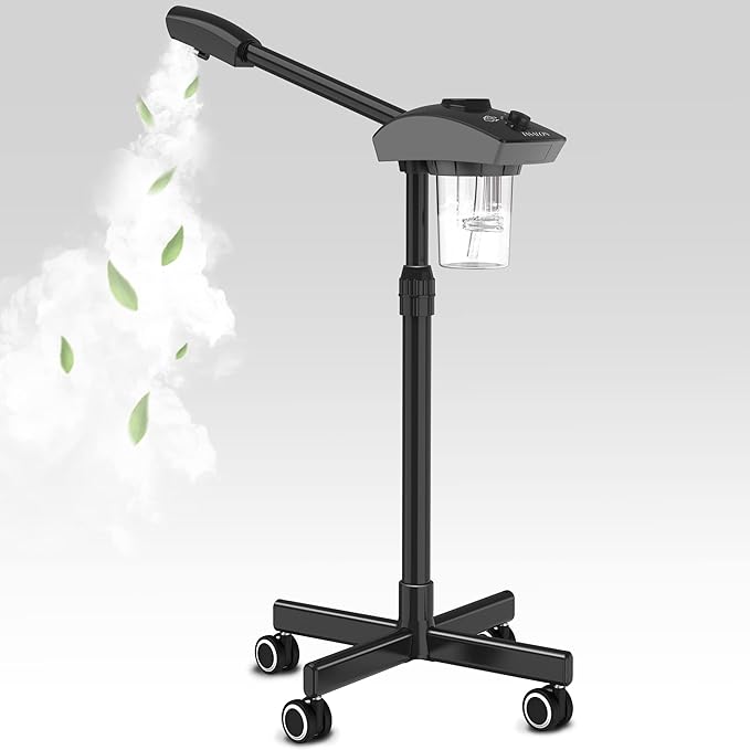 TASALON Ionic Facial Steamer, Professional Face Steamer for Facial, Esthetician Steamer for Face Spa and Salon Beauty, Hot Ionic Mist Face Steamer for Facial Deep Cleaning Skin Care Equipment- Black
