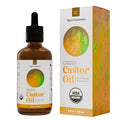 Organic Castor Oil, Cold Pressed in Glass Bottle for Naturally Nourishing Hair Care and Skincare, USDA Certified Organic 100% Pure Castor Oil, Hexane Free, 4 Fl Oz.