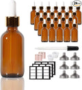 24P, 2oz Dropper Bottle, Droppers for Oils, Small Glass Bottles with Lids Clear Glass Jars