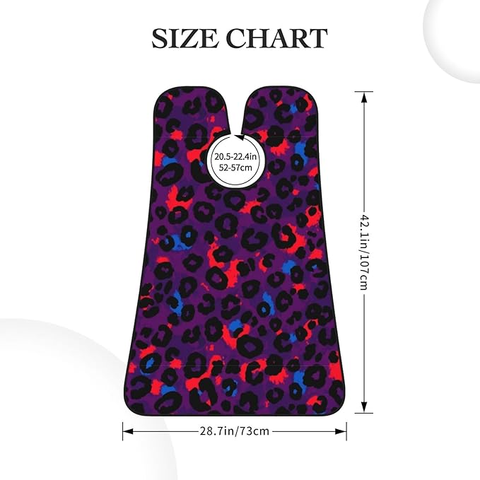 Beard Bib with 3 Suction Cups, Non-Stick Waterproof Hair Catcher Apron, Men's Shaving Essential for Grooming, Trippy Red Pink Purple Blue Cheetah Leopard Print Shave Bib