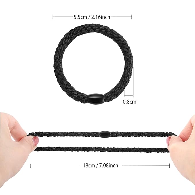 Black Elastic Hair Ties for Women and Girls, Funtopia 30 Pcs No Metal No Slip Braided Ponytail Holders for Thick and Medium Hair