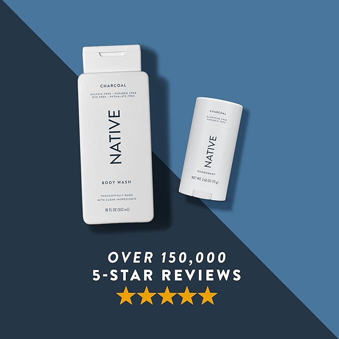 Native Deodorant | Natural Deodorant for Men, Aluminum Free with Baking Soda, Probiotics, Coconut Oil and Shea Butter | Charcoal