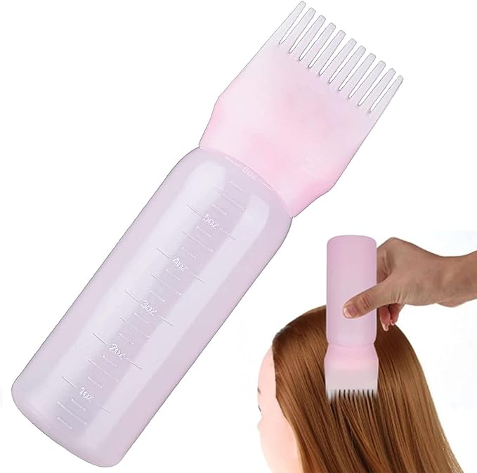 Generic Pink Root Comb Applicator Bottle 6 OZ Hair Oil Applicator Bottle for Hair Dye Bottle