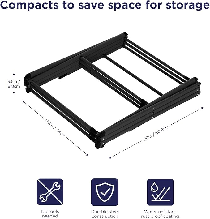 BLACK+DECKER Laundry Organization Expandable/Collapsible Clothes Drying Rack. Essential for Camping/Trailers or Anywhere You Air Dry Laundry. Oversized for Multiple Garments, (Black)