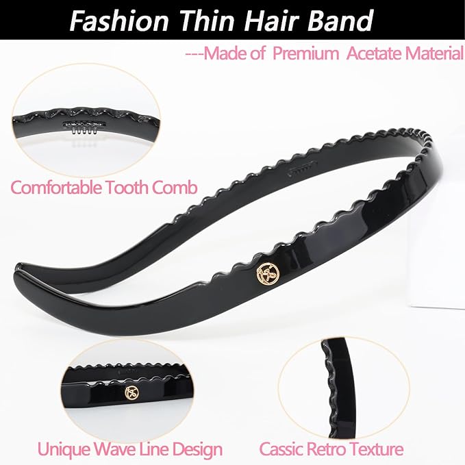 2 Pack Eyewear Headbands No Pressure,No Headache,Comfortable Hairbands for Womens Sisters Girls Gifts-Black,Tortoise