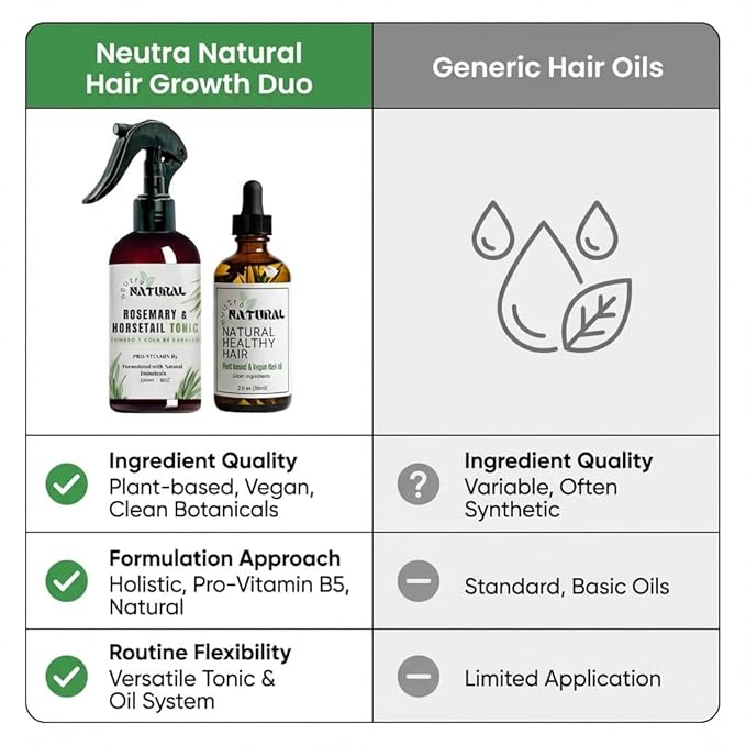 Hair Growth Duo – Rosemary & Horsetail Scalp Tonic + Botanical Growth Oil for Thicker, Stronger Hair – Vegan, Sulfate-Free – 8 oz + 2 oz