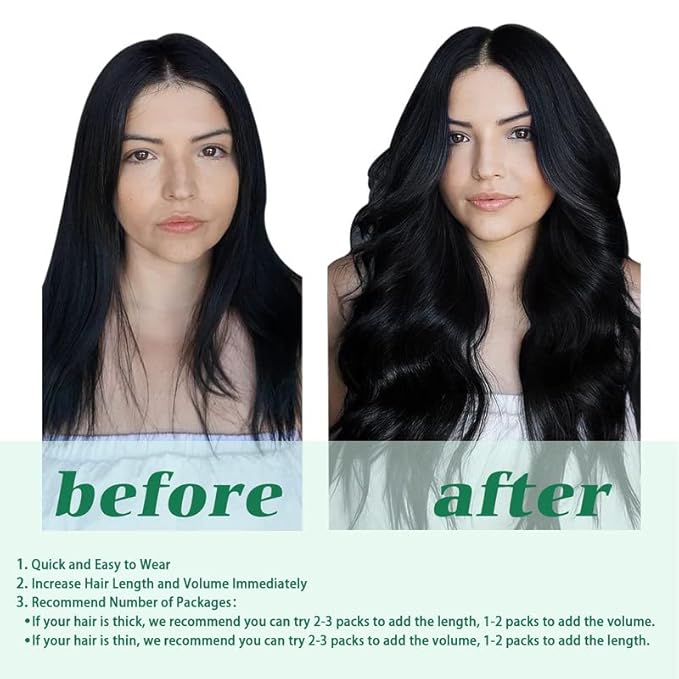 GOO GOO Clip in Hair Extensions Real Human Hair, Remy Human Hair Extensions Clip ins for Women, Natural Human Hair, 12inch 85g 7Pcs, 1 Jet black