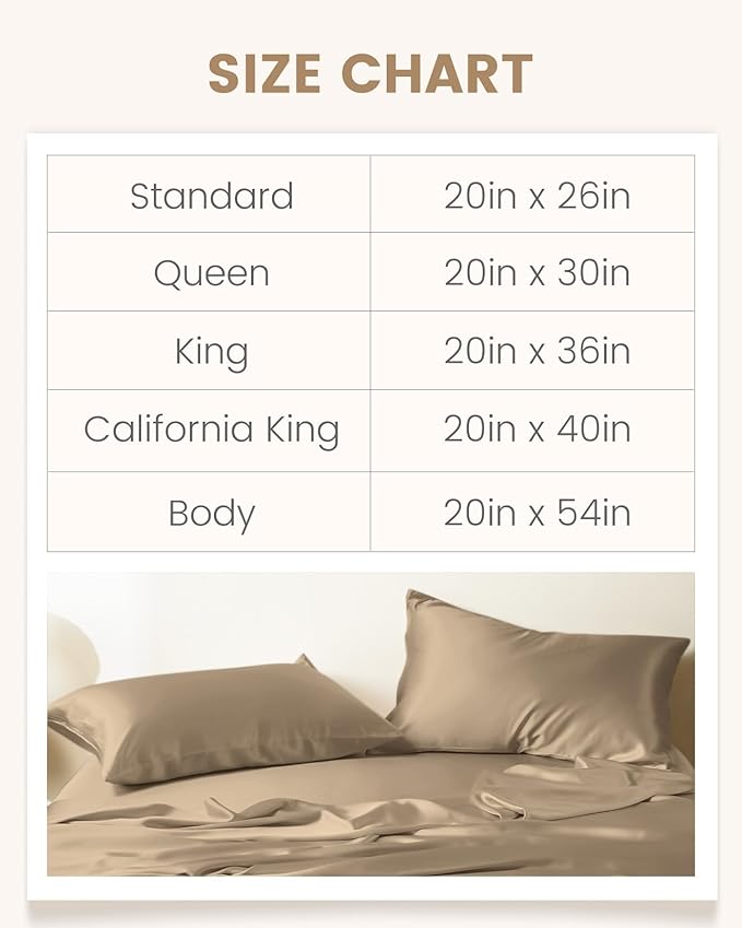 THXSILK Set of 2 Silk Pillowcase for Hair and Skin, 100% Mulberry Silk Bed Pillowcase Ultra-Soft, Hypoallergenic Soft Breathable Silk Pillow Case with Hidden Zipper, King Size 20"x36", Taupe