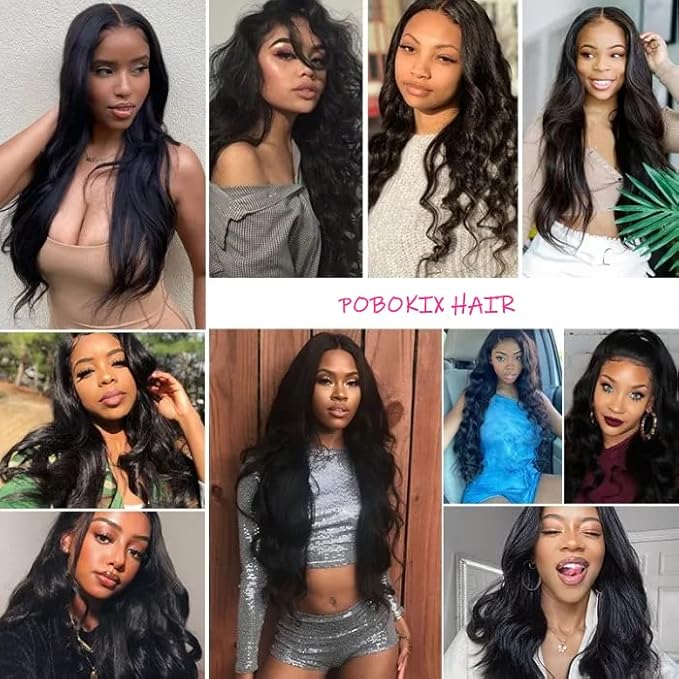28Inch Clip in Hair Extensions Real Human Hair Body Wave 8Pcs Brazilian Human Hair Clip in Extensions with 18Clips Double Lace Weft 120g #1B Natural Black