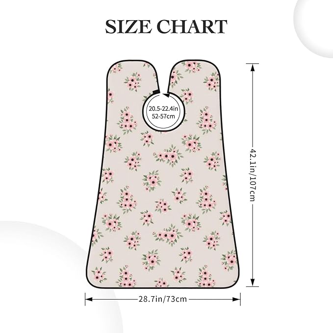 Ultimate Shaving Bib, Beard Trimming Apron with Hair Catcher, Pink Purple Daisy Flowers Green Leaves Floral