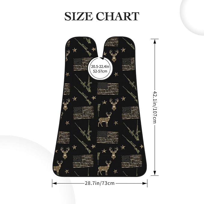 Waterproof Beard Trimming Bib, Non-Stick Hair Catcher for Men Shaving, Grooming Apron for Husband Dad, Hunting Deer Camo Camouflage American Flag Black Shave Bib