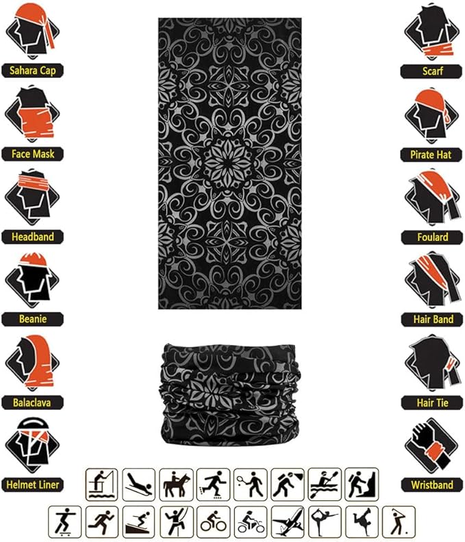 Headband Neck Gaiter Head Wrap Headwear Face Mask Magic Scarf Bandana for Men and Women