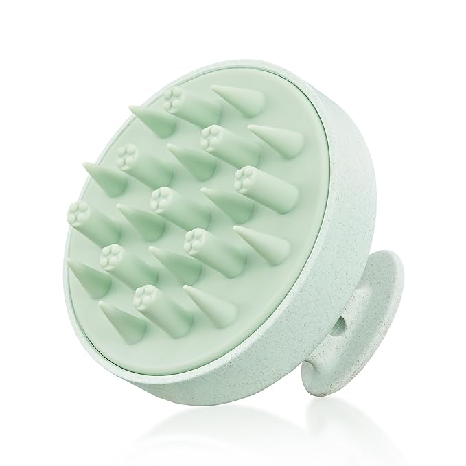 HEETA Hair Scalp Massager for Hair Growth, Shampoo Brush, Scalp Scrubber Exfoliator with Soft Silicone Bristles for Dandruff Removal to Relieve Stress, Wet Dry Use Updated Material, Green