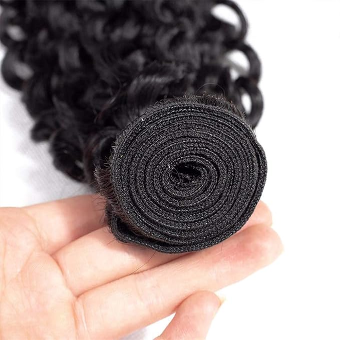 30 32 34 Inch Human Hair Bundles Color 1B Kinky Curly Bundles Niegmeag Peruvian Virgin Remy Hair Extensions Double Weft Soft and Silky Natural Black Curly Bundle Hair Weave