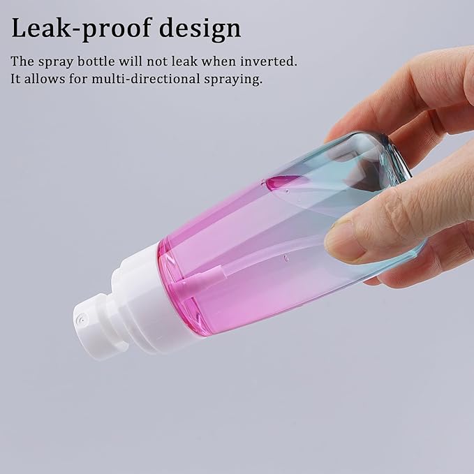Cosywell Fine Mist Spray Bottle TSA Approved 3.4oz 100ml 4 Pack Empty Cosmetic Refillable Travel Containers Plastic Spray Bottle for Perfume Essential Oils Toners Rose Water Cosmetics(4Colors)