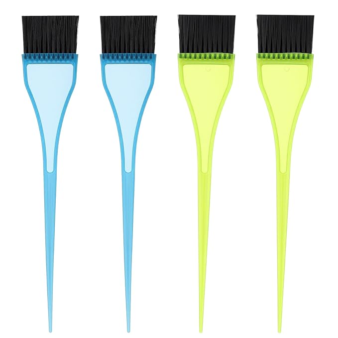 4 Piece Hair Dye Brush Set Hair Color Applicator Brush Reusable Color Tint Applicator Brushes Professional Hairs Stylist Supplies for Salon Home DIY Tools(Green, Blue)
