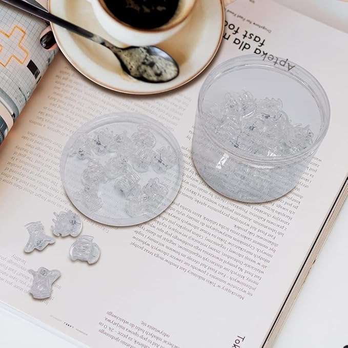50 PCS Mini Hair Claw Clips， Bangs Strong Grip Multifunction Clamp Clips. (Transparent white)