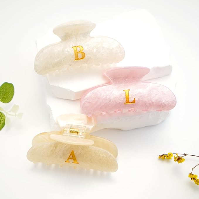 Initial Cute Hair Clips - Pink Letter Elegant Hair Claw Clips, Fashion Glitter Claw Clips Durable Hair Clips, Wedding Gift, Bridesmaid Gifts, Birthday Gifts, Christmas Gift, Letter J