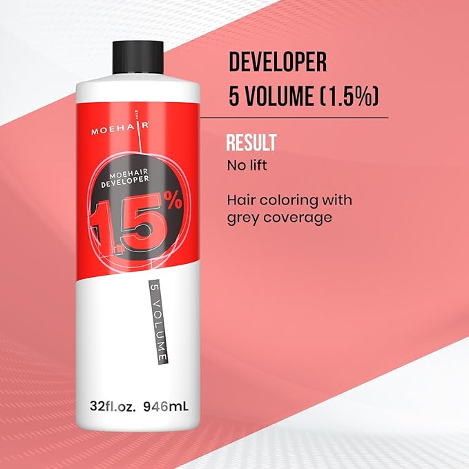 MOEHAIR Hair Color Developer 1.5% Hydrogen Peroxide | 5 Volume Creme Developer for Coloring and Bleaching | Paraben-free | Professional-Grade Hair Creme Developer | Peach Fragrance – 32 Fl. Oz