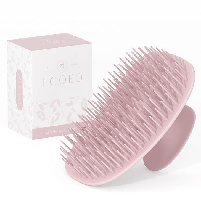 Scalp Massager Shampoo Brush, Scalp Scrubber & Exfoliator for Dandruff Removal, Wet & Dry and Detangler for Men and Women, Suitable for Short Medium Hair (Pink)