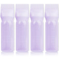 BLAAROOM Root Comb Applicator Bottle 6 Ounce, 4 Pack - Hair Oil Applicator with Root Comb Brush for Scalp Hair Oiling - Purple