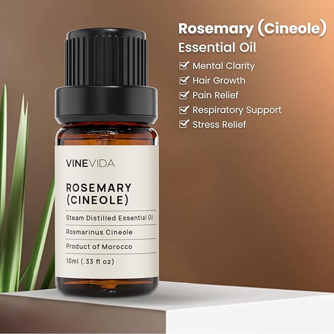 VINEVIDA Rosemary Essential Oil 10 mL - Pure, Undiluted Rosemary Oil for DIY Candle Scents and Soap Making - 10 mL Essential Oil for Safe Use