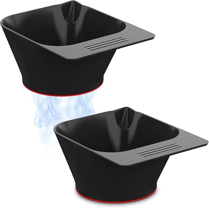 TASALON 2 Piece Magnetic Plastic Hair Dye Mixing Bowls Set, Beauty Salon and Barber Styling Bowls for Hairstylists, Black