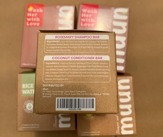 Muun Rosemary Shampoo and Conditioner Bar Set 3 - Natural Solid Hair Growth Soap Bars for Women with Straight, Curly or Thinning Hair for Anti-Hair Loss, Regrowth, pH Balanced, Sulfate & Silicone Free
