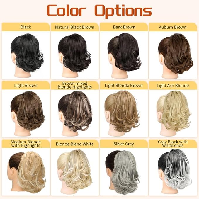 KooKaStyle Ponytail Extension, 10" Short Claw Clip in Pony Tails Hair Extensions Curly Wavy Synthetic Drawstring Hairpieces for Women(Mocha Brown)