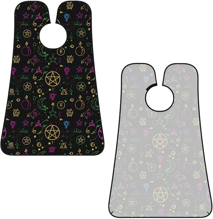 Beard Hair Catcher Bib, Waterproof Non-Stick Grooming Apron for Shaving Trimming, Perfect for Men Dad, Magical Bright Alchemical Cosmic Goth Trippy Purple Sun Moon Art Witchcraft Shave Bib