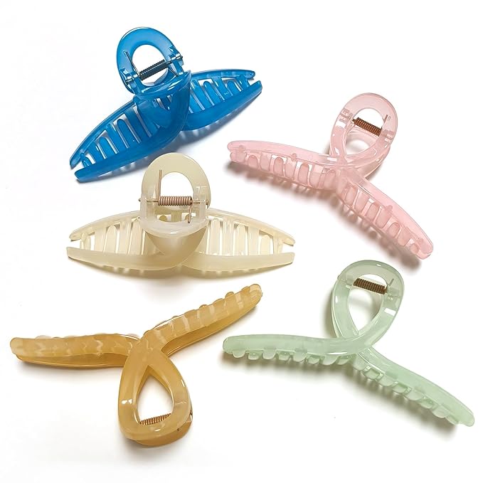 5 Inch Extra Large Claw Clips, 13 cm No Slip Jelly No Slip XL Hair Clips for Thick Long Curly Hair, Big Hair Claw Clips, 5 Pack