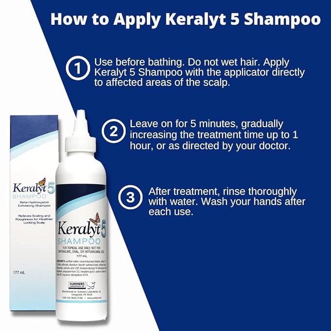 5 Anti-Dandruff Shampoo - Max Strength 5% Salicylic Acid Scalp Build-Up Clearing - Promotes Relief from Dandruff, Psoriasis, Seborrheic Dermatitis, Dryness, and Itchiness, 177 milliliters