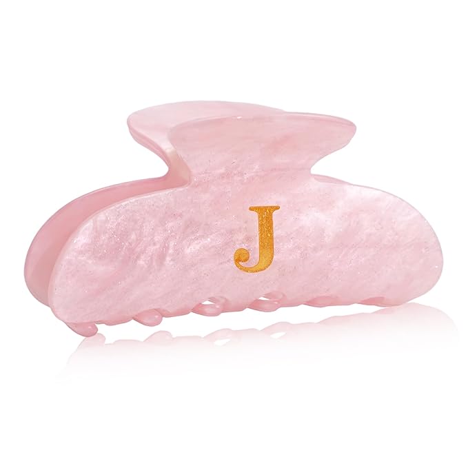 Initial Cute Hair Clips - Pink Letter Elegant Hair Claw Clips, Fashion Glitter Claw Clips Durable Hair Clips, Wedding Gift, Bridesmaid Gifts, Birthday Gifts, Christmas Gift, Letter J