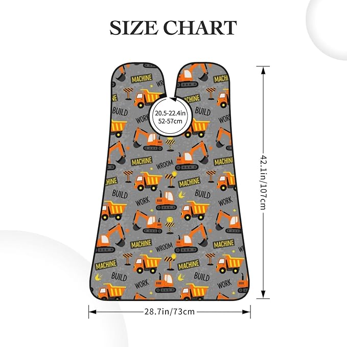 Non-Stick Beard Bib for Shaving, Construction Machines Cars Tractor Truck Dark Grey Shave Bib, Waterproof Hair Catcher with Suction Cups, Grooming Apron Men Husband