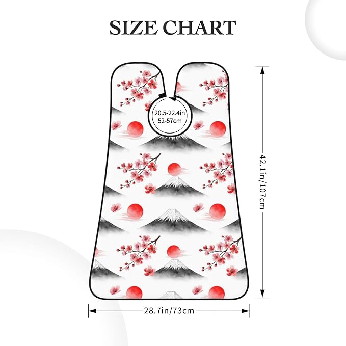 Men's Shaving Accessory Japanese Blossom Watercolor Cherry Flower Mountain, Waterproof Beard Apron with Hair Catcher & Suction Cups