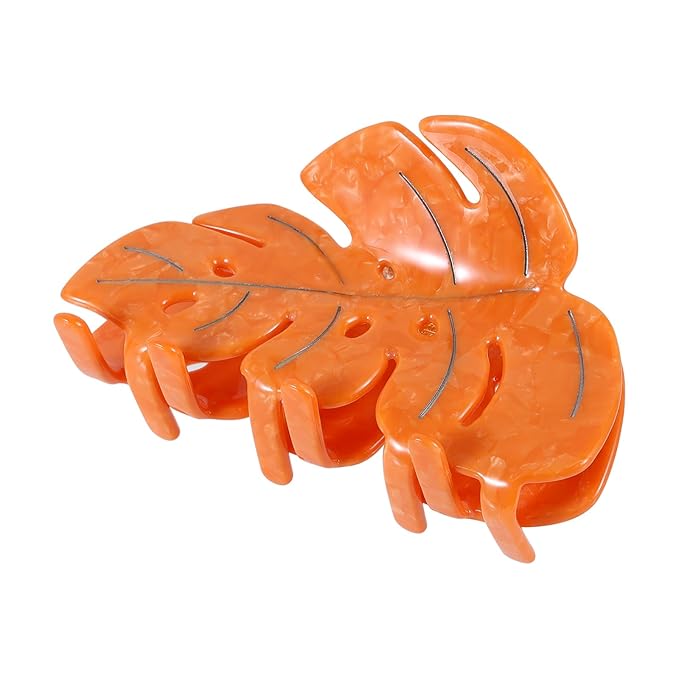 Orange Leaf Hair Claw Clip 3.5 Inch Strong Grip Hair Clip French Design Women Girls Hair Styling Accessories for Thick Thin Hair