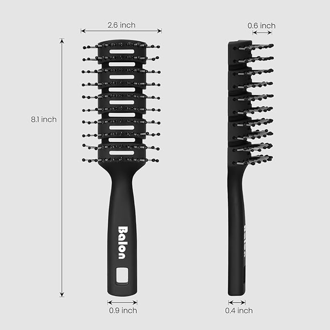 Balon Hair Brush for Women & Men, Speed Dry Vent Hair Brushes, Pain-Free Detangling Brush for All Wet or Dry, Curly Hair Brush(Black)