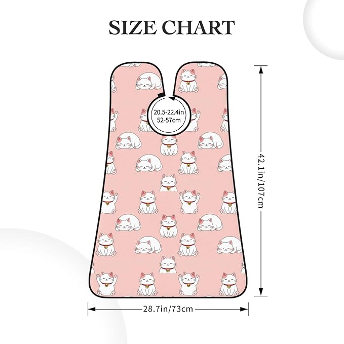 Beard Hair Catcher for Men, Waterproof Shaving Bib Apron Non-Stick, Trimming Tool for Dad Husband, Japan Lucky Cat Funny Fat Cats Pink Shave Bib